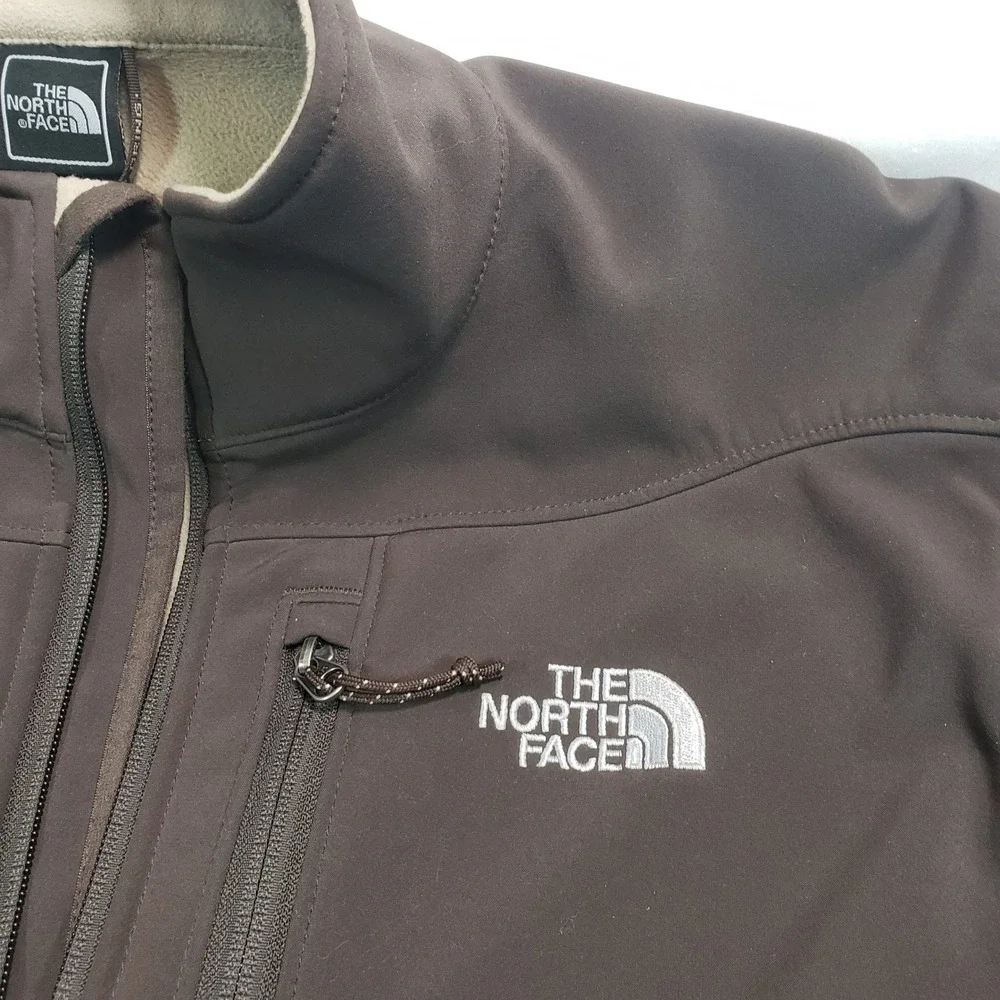 The North Face Mens L Softshell‎ Jacket Brown Full Zip Fleece Lined Outdoor